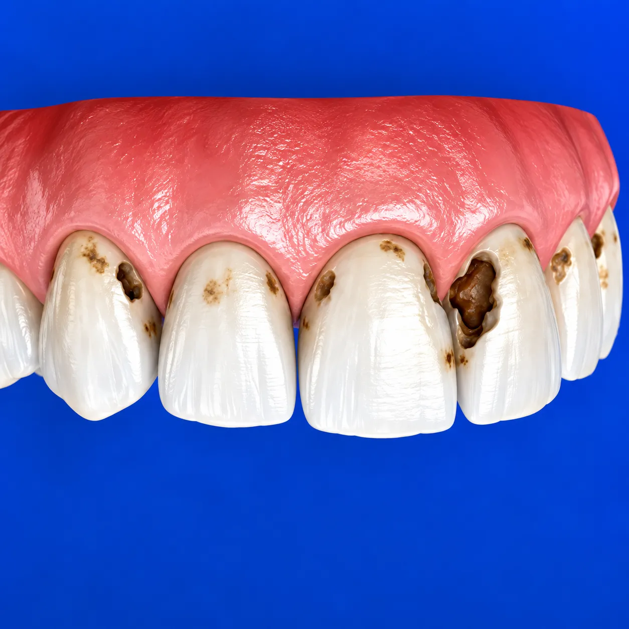 odontoiatria-conservativa-cuneo illustrazione denti danneggiati e rappresenta l'odontoiatria conservativa presso lo studio dentistico favro